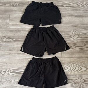 3 Count Men's Black Athletic Shorts